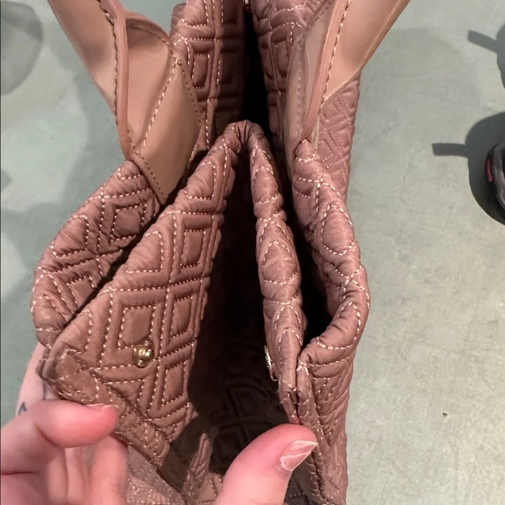 Tory Burch Tan Quilted Diamond-Pattern Tote